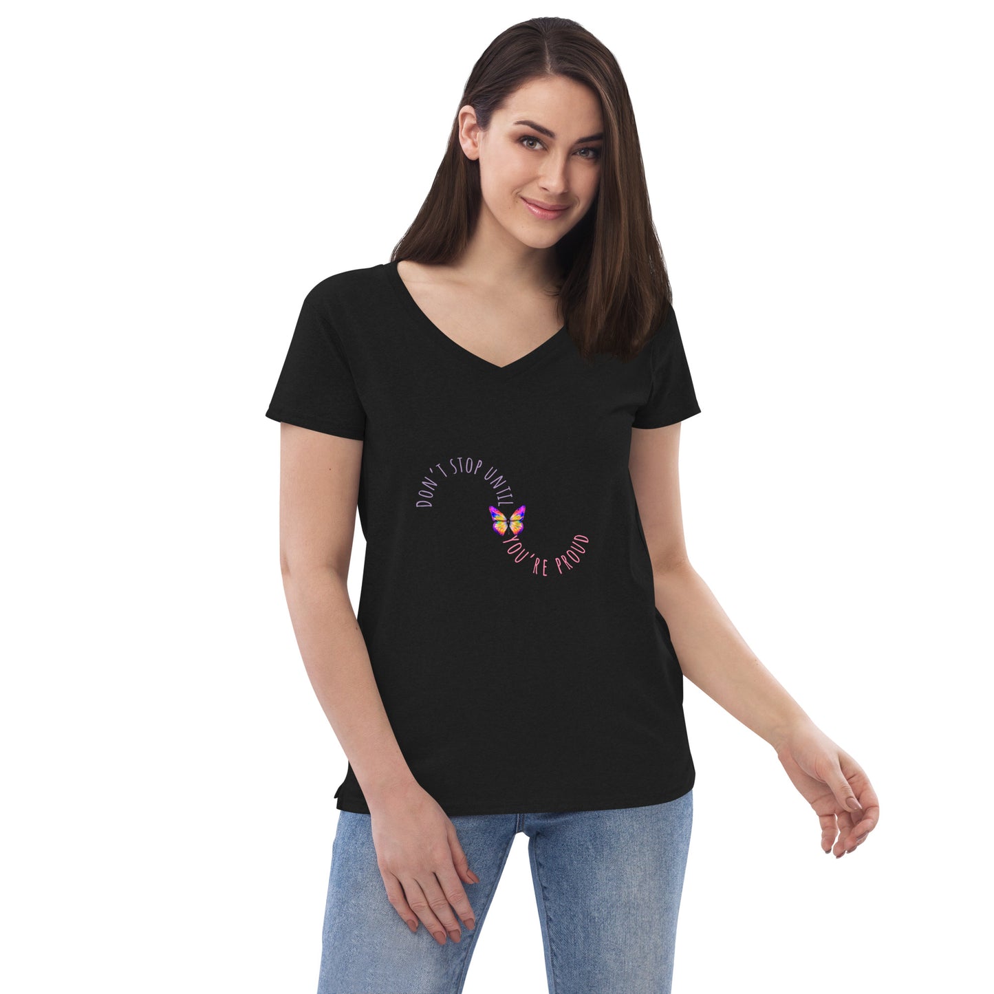 DON'T STOP Women’s recycled v-neck t-shirt