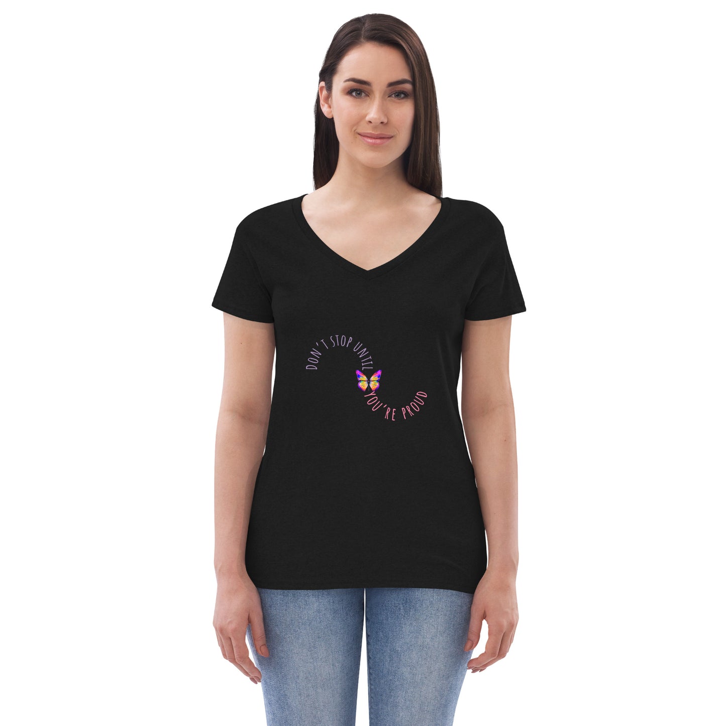 DON'T STOP Women’s recycled v-neck t-shirt