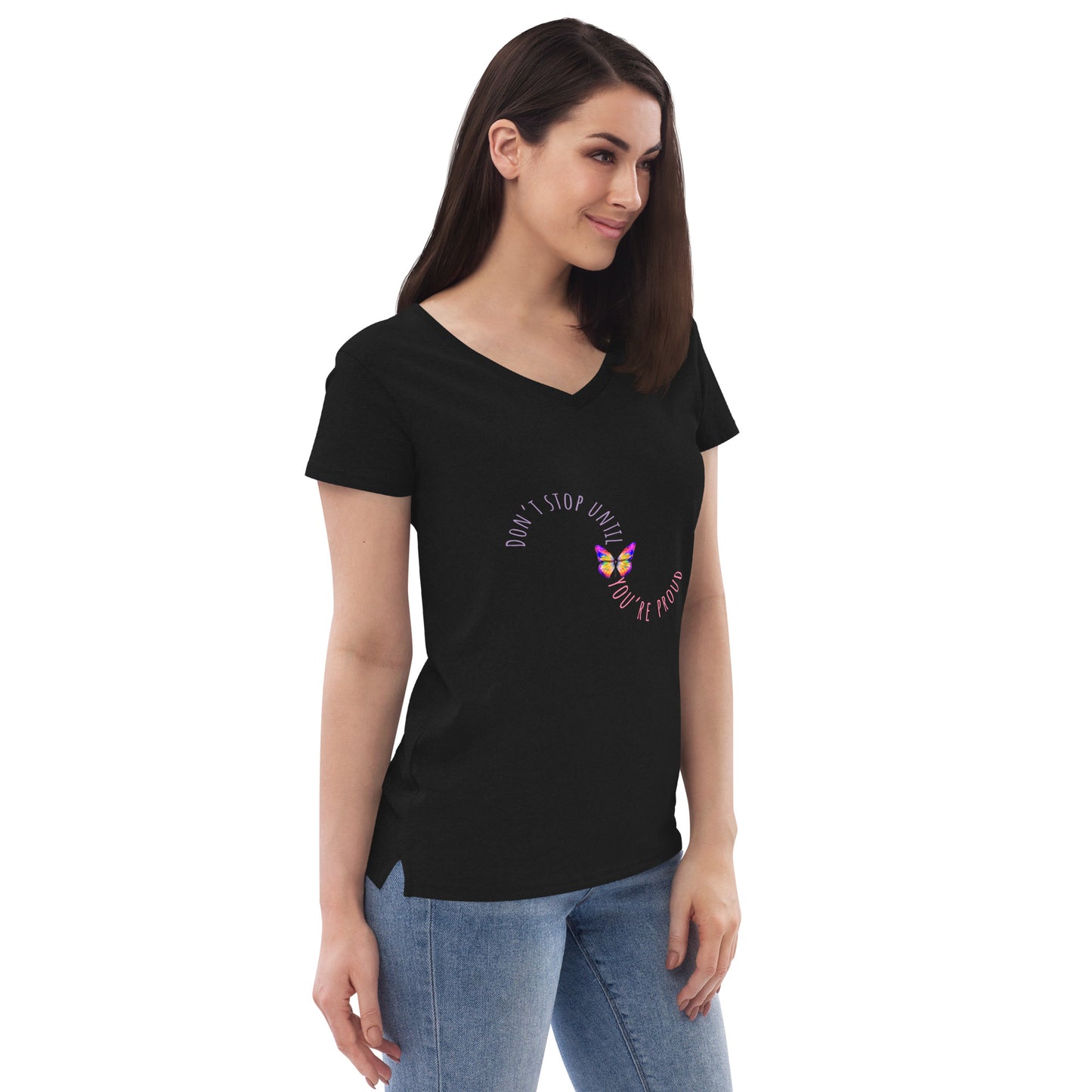 DON'T STOP Women’s recycled v-neck t-shirt