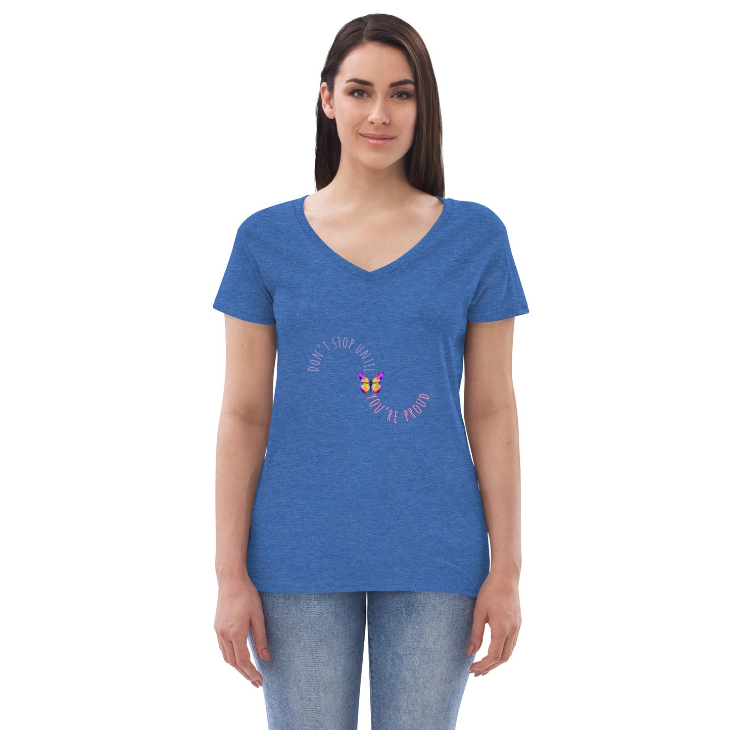 DON'T STOP Women’s recycled v-neck t-shirt