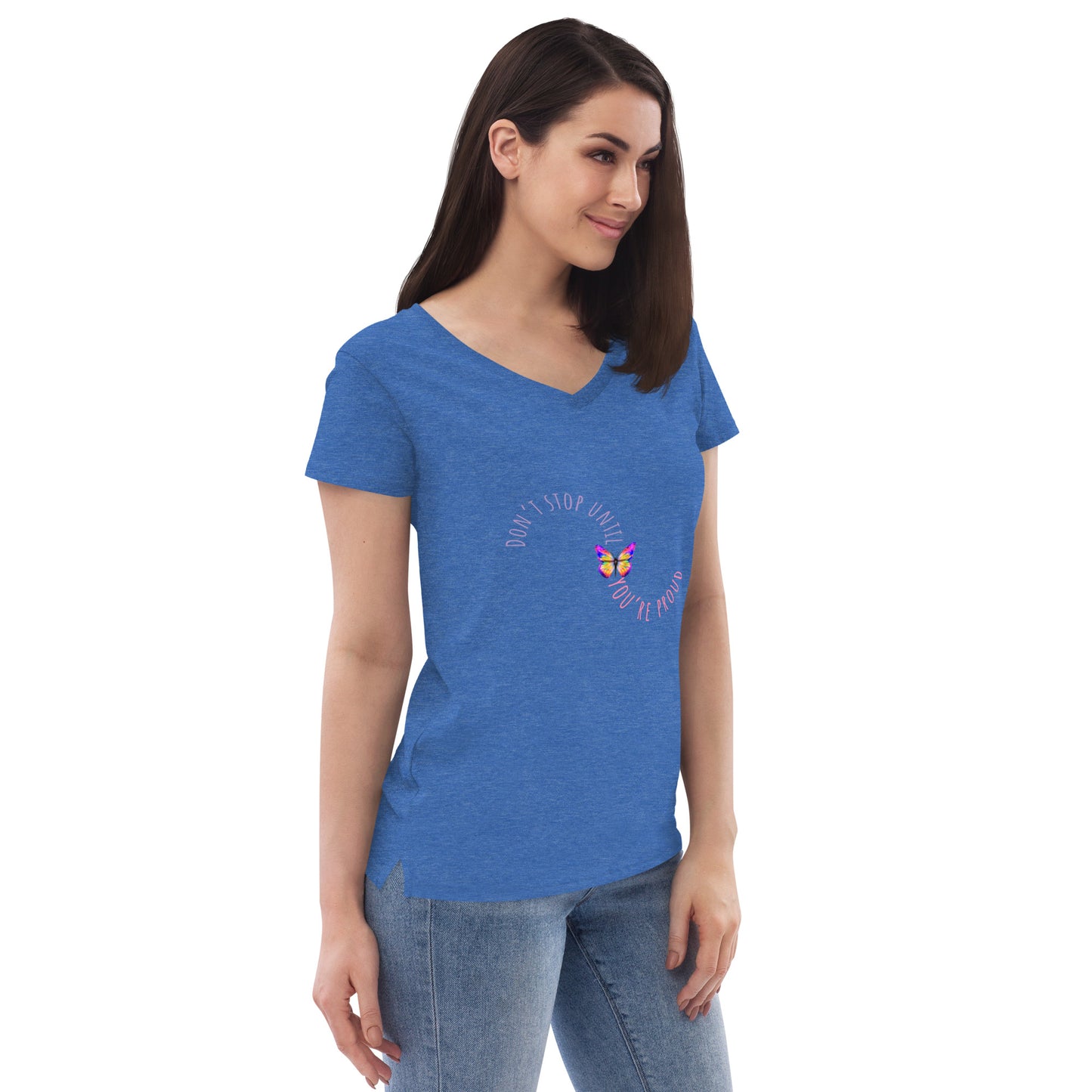 DON'T STOP Women’s recycled v-neck t-shirt