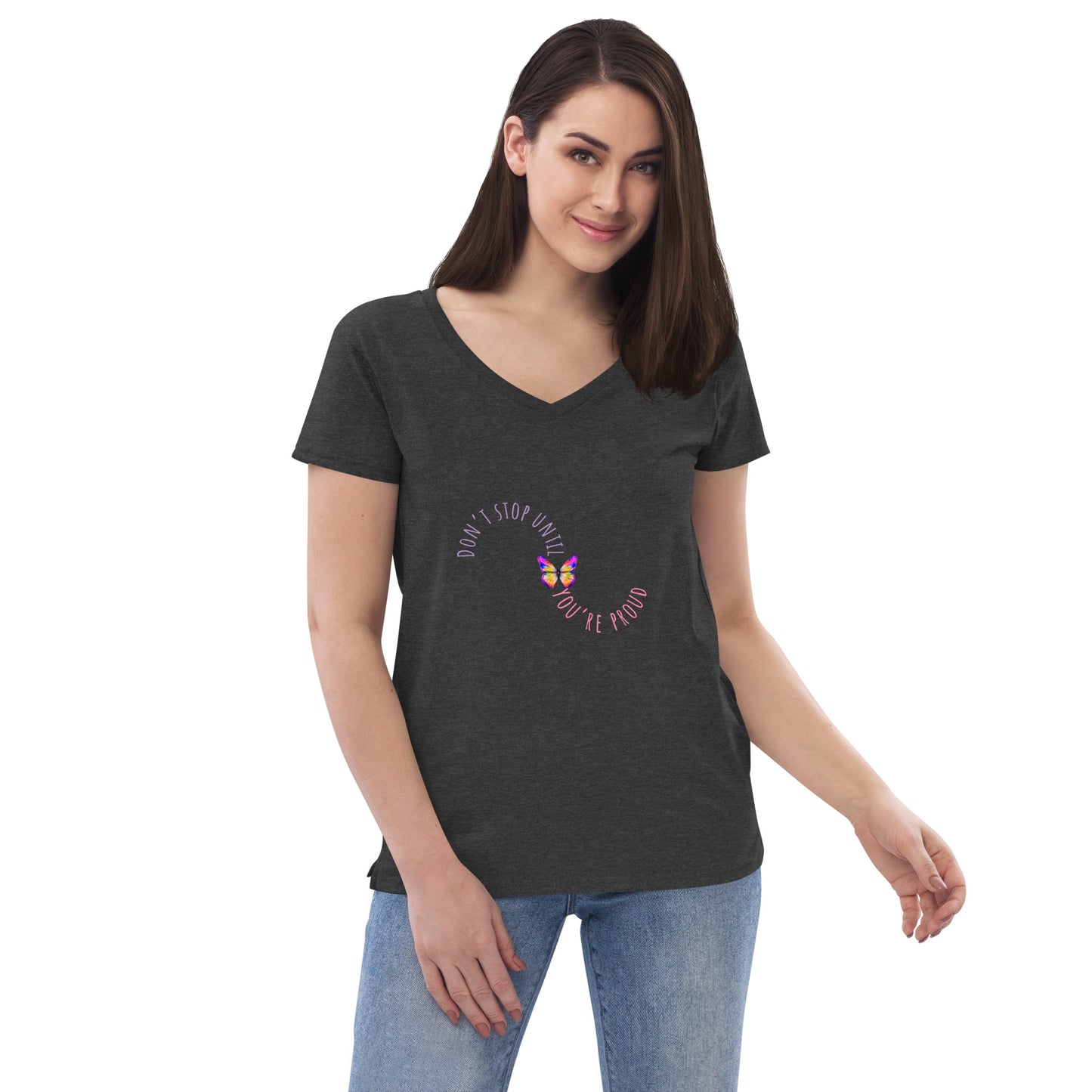 DON'T STOP Women’s recycled v-neck t-shirt