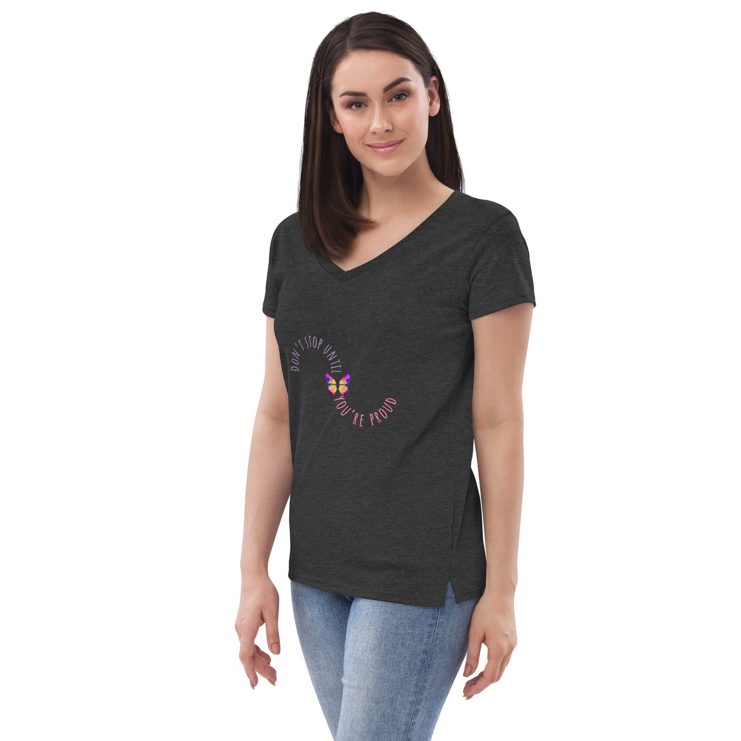 DON'T STOP Women’s recycled v-neck t-shirt