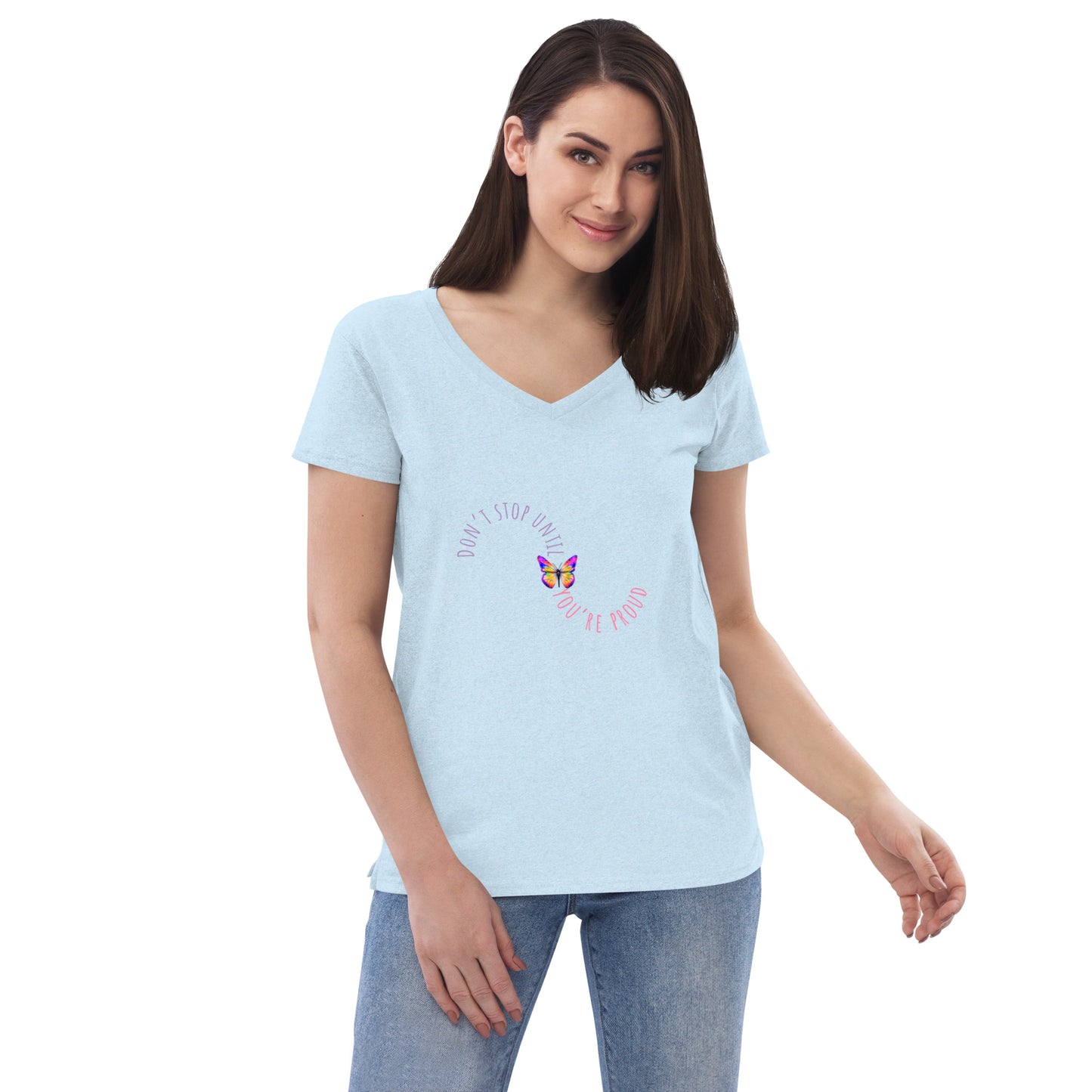 DON'T STOP Women’s recycled v-neck t-shirt