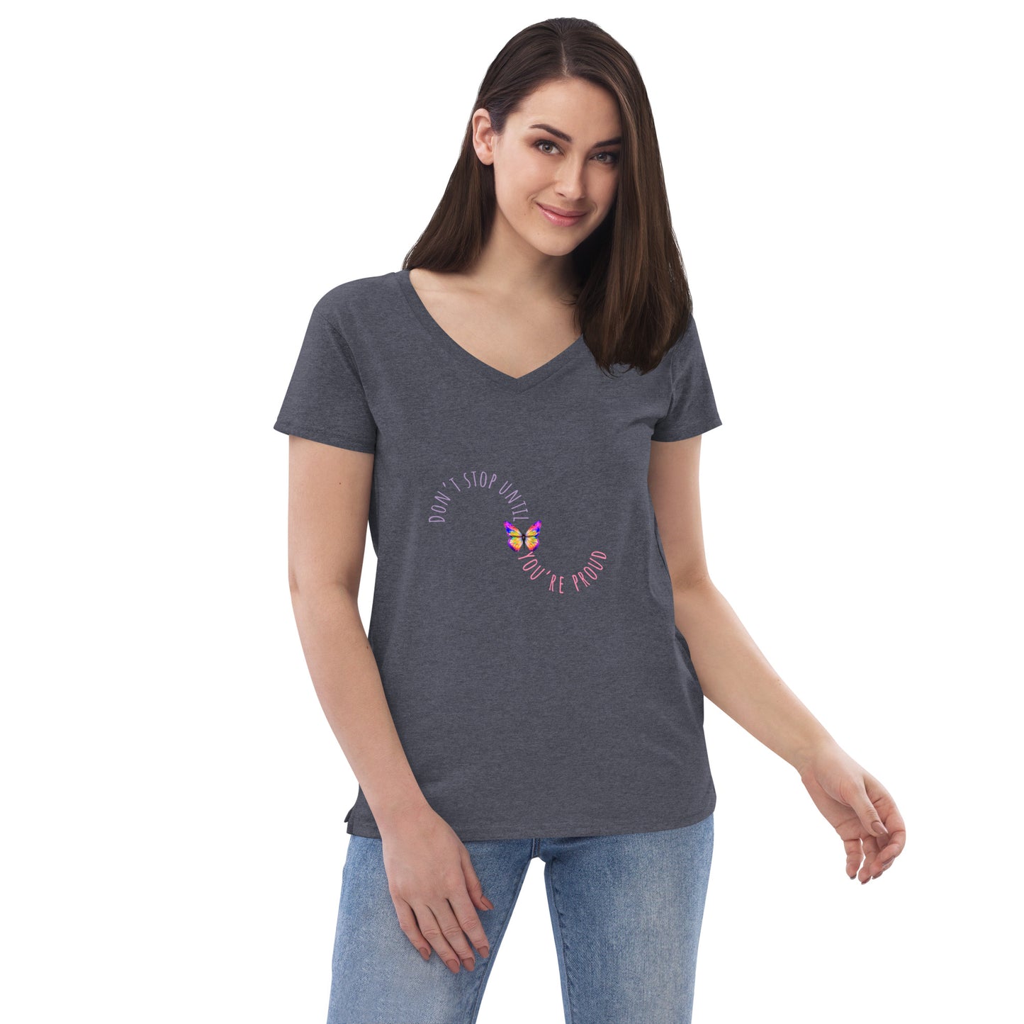 DON'T STOP Women’s recycled v-neck t-shirt