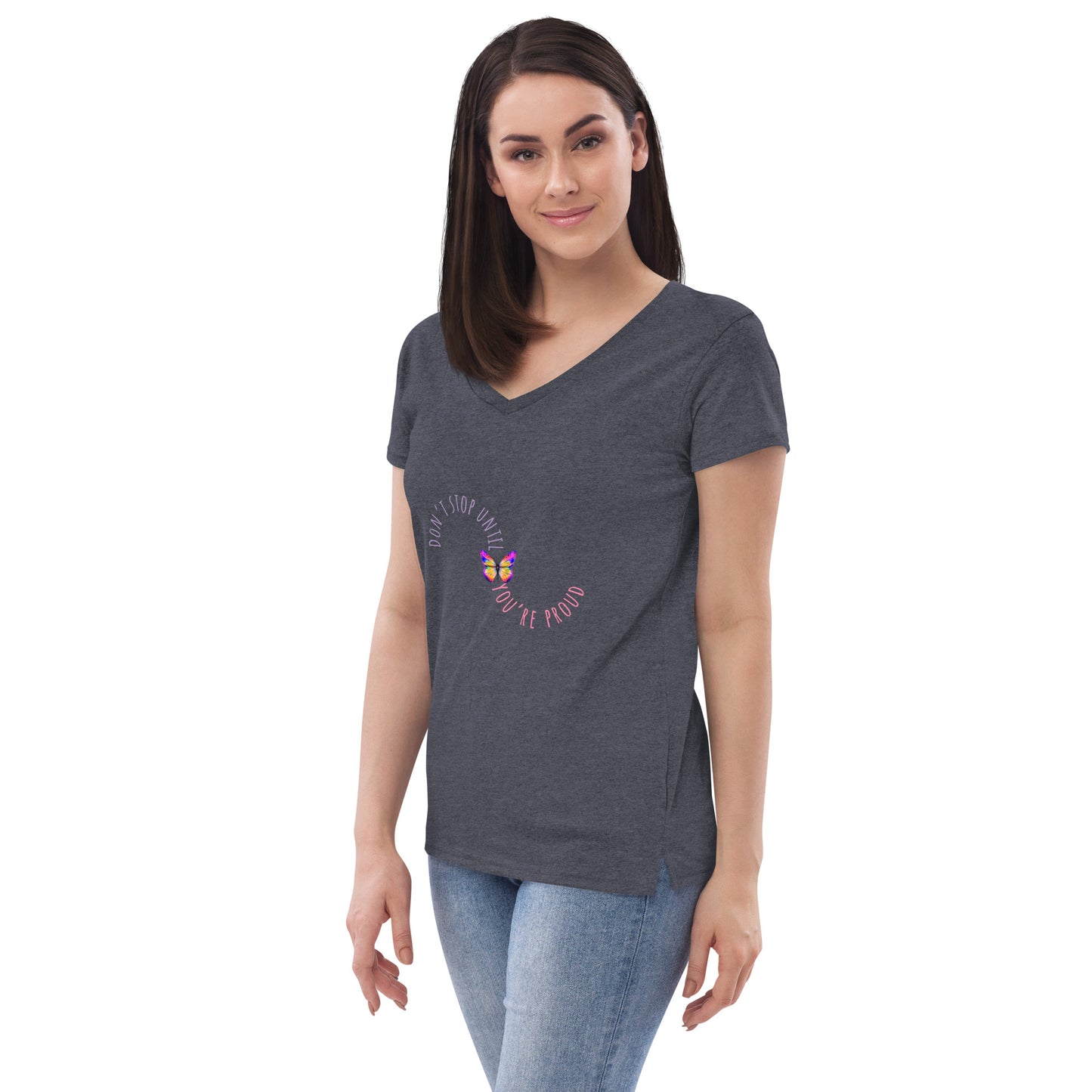 DON'T STOP Women’s recycled v-neck t-shirt