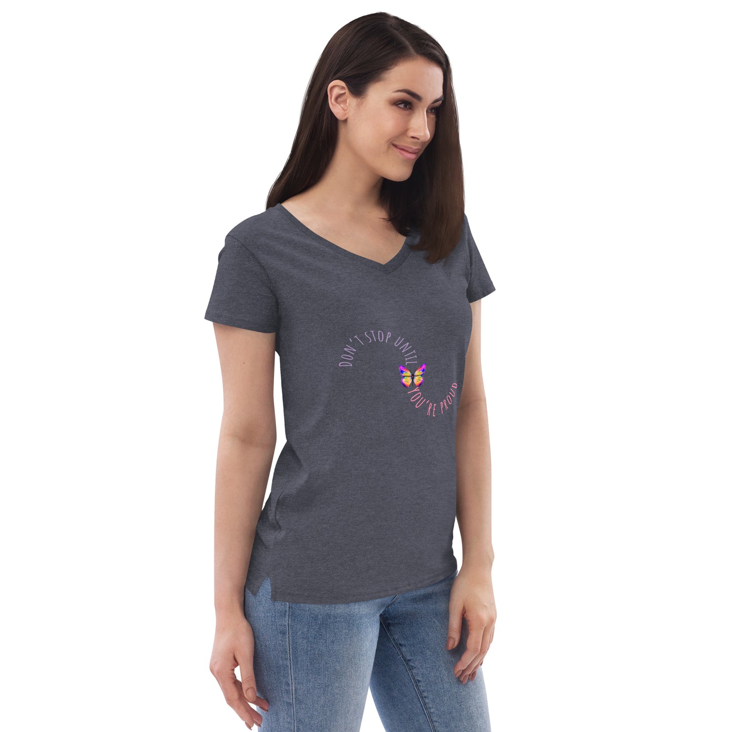 DON'T STOP Women’s recycled v-neck t-shirt