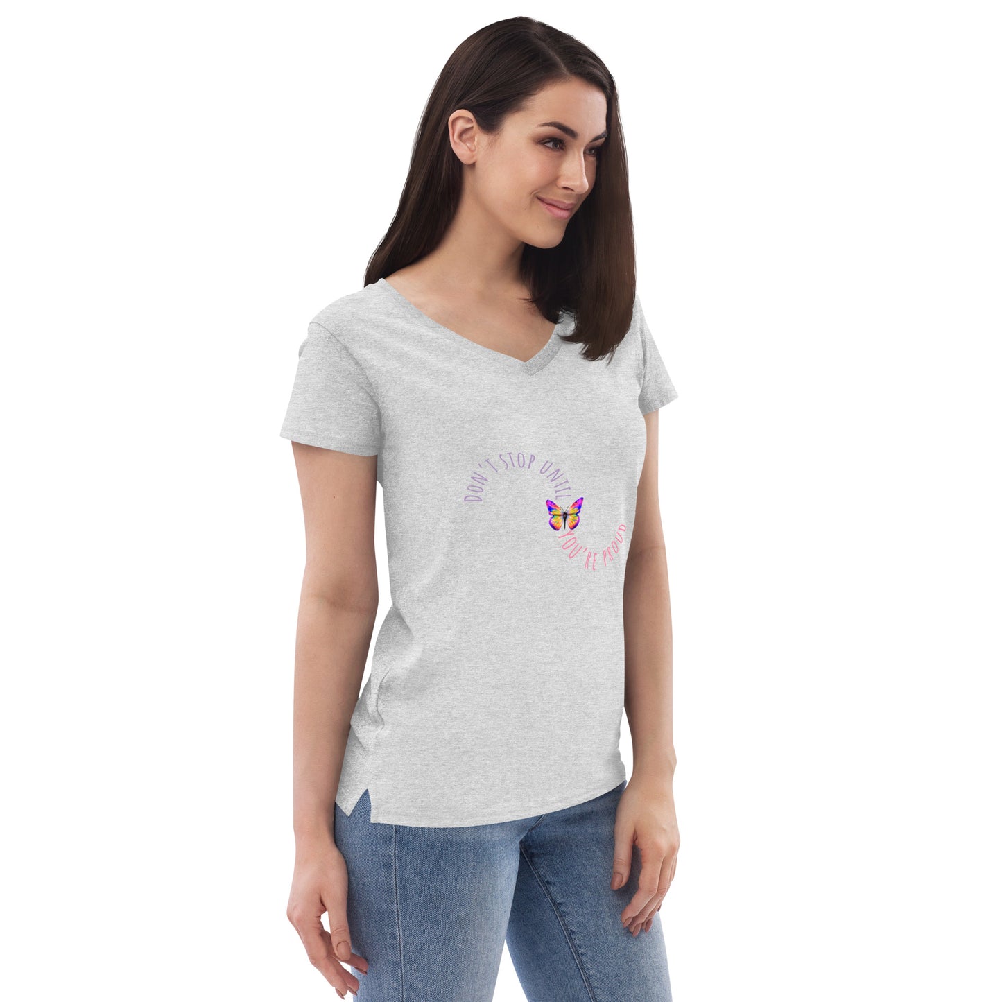 DON'T STOP Women’s recycled v-neck t-shirt